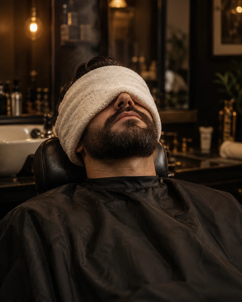 Hot towel wrapped for a shave