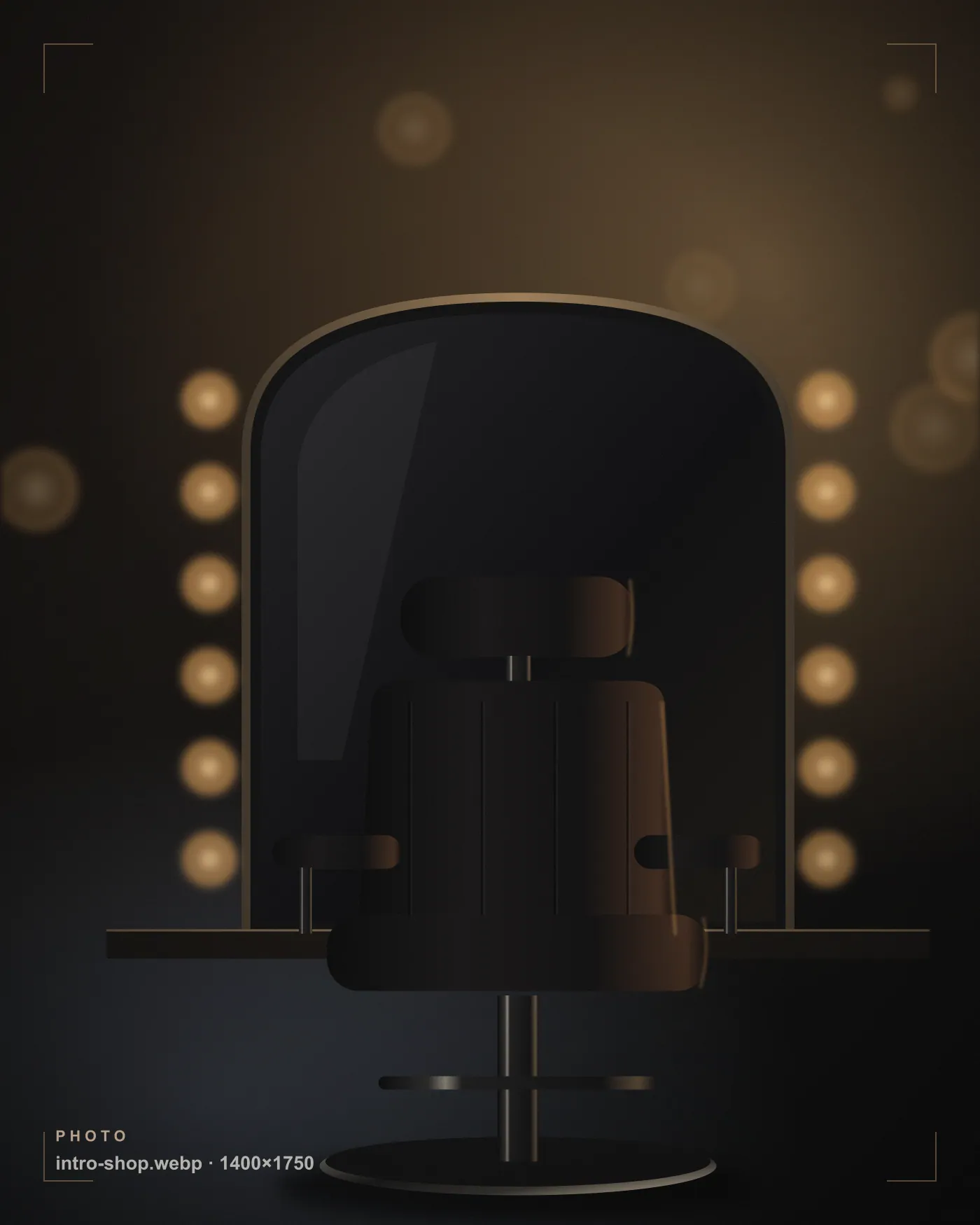 Inside Gone Wrong Barbers: leather chair in front of a bulb-lit mirror